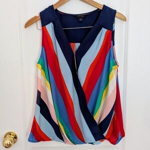 Tommy Hilfiger Sleeveless Crossover Blouse – Multicolor Nautical Stripes Med #70